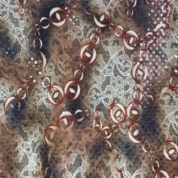 Vintage Chicos Blouse Size 3 Large Chicos BlouseShimmer Rusty Brown Red Cream - Picture 7 of 16